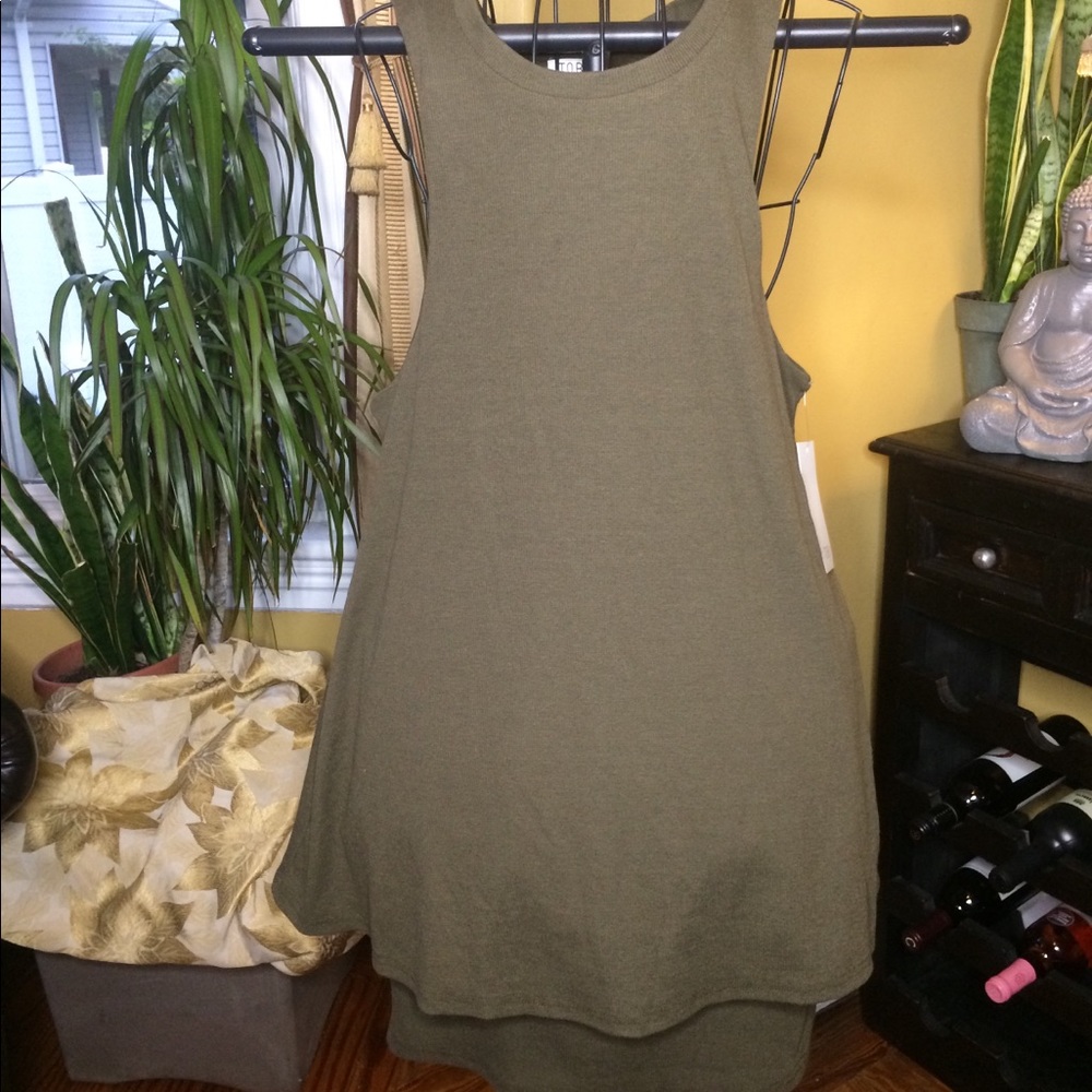 NWT Tobi Ribbed Tank Dress Olive Green